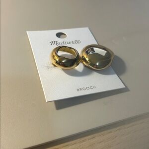 Madewell Linked Polished Gold Circle Pin Brooch NWT
